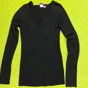 Lace up Black Women's Sweater